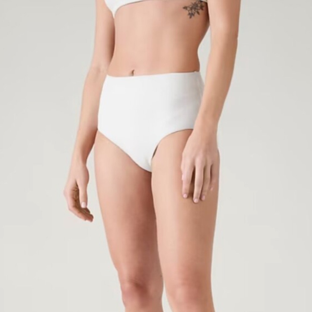 NWT Athleta High-Waisted Pique White Bikini Bottom (S)